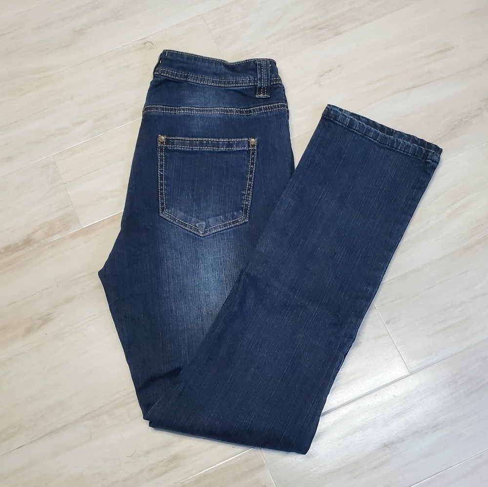 Nurture Dark Wash Mid-Rise Straight Leg Jeans